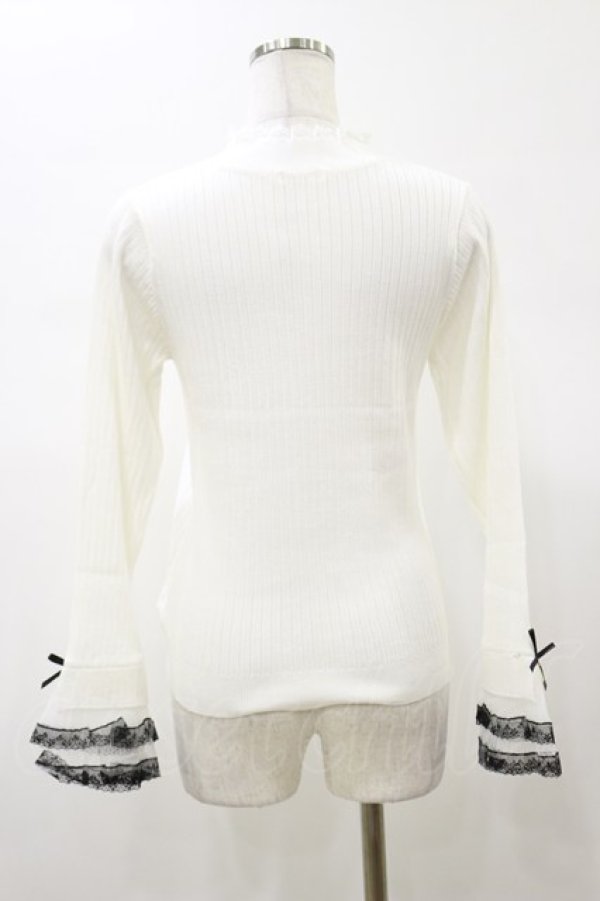 画像2: axes femme / リボン×チュールレースニット Free 白 H-26-01-08-044-AX-TO-NS-ZH (2)