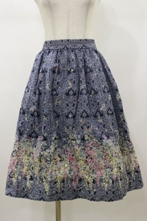 画像: axes femme / フラワープリントスカート M ネイビー H-26-01-08-055-AX-SK-NS-ZH