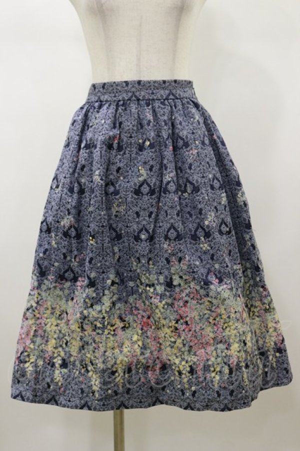 画像1: axes femme / フラワープリントスカート M ネイビー H-26-01-08-055-AX-SK-NS-ZH (1)