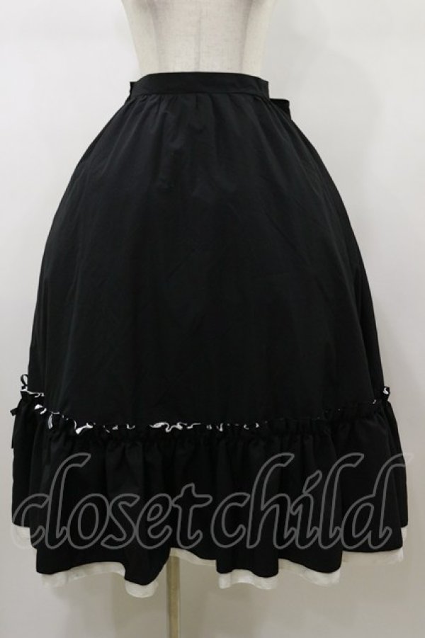 画像1: Cherirulu Chocola / mnリボンギャザーSK 3L ブラック H-26-01-08-056-LO-SK-NS-ZH (1)