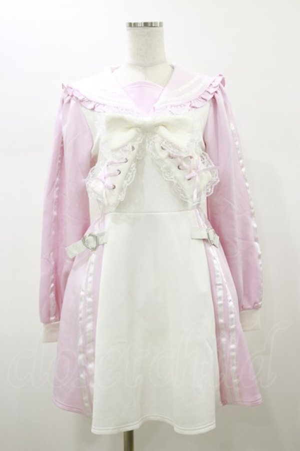 画像1: Ank Rouge / ジャージセーラーワンピース M ピンク H-26-01-08-058-CA-OP-NS-ZH (1)