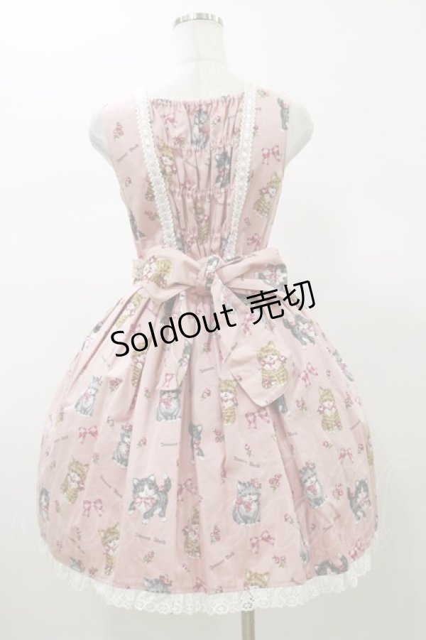 画像2: Innocent World / ねこ柄タックジャンパースカート Free ピンク H-26-01-08-065-IW-OP-NS-ZH (2)