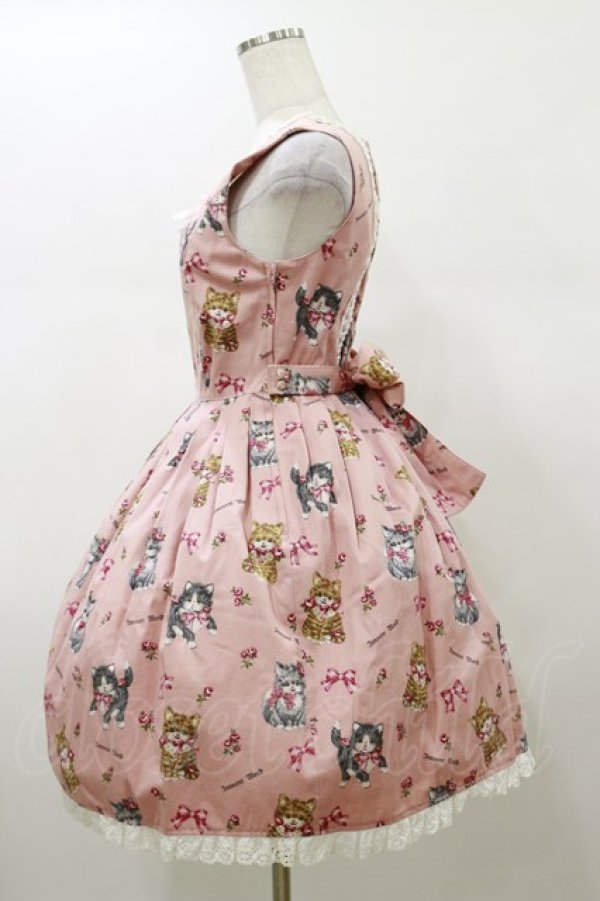 画像3: Innocent World / ねこ柄タックジャンパースカート Free ピンク H-26-01-08-065-IW-OP-NS-ZH (3)