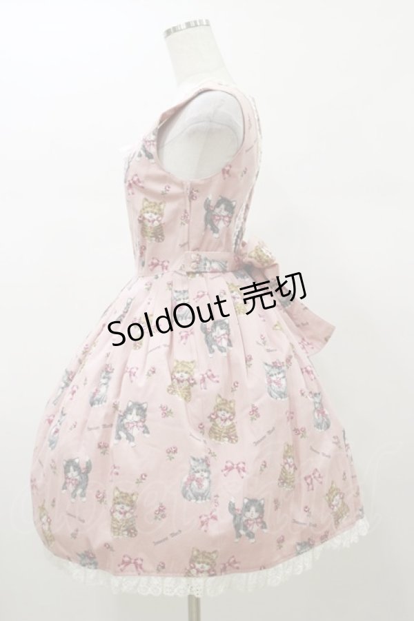 画像3: Innocent World / ねこ柄タックジャンパースカート Free ピンク H-26-01-08-065-IW-OP-NS-ZH (3)