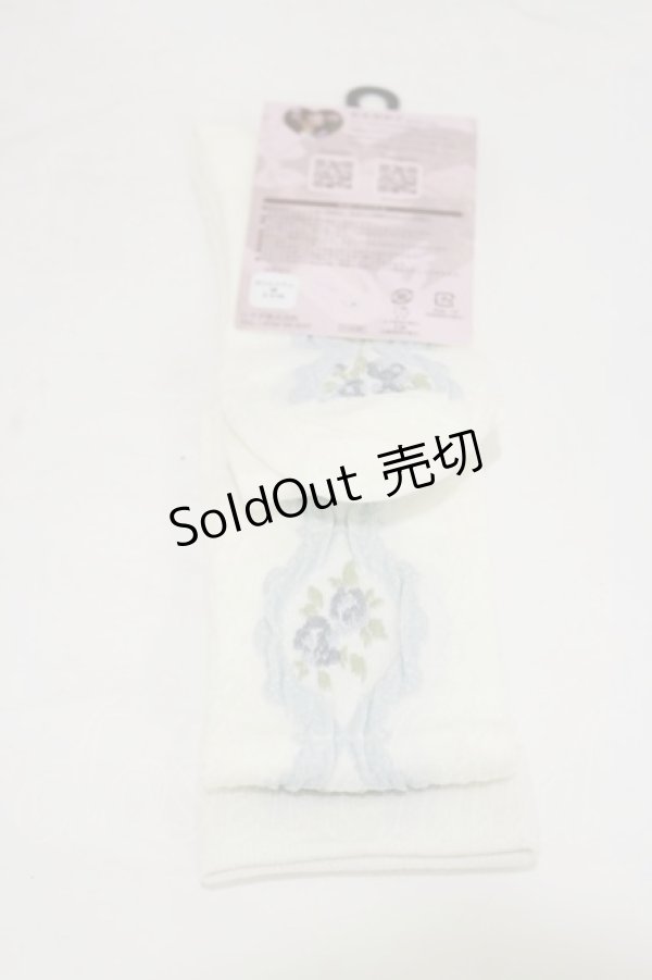 画像1: m petit by misako / ECAMOVKバラレースソックス  オフ/サックス H-26-01-08-011-LO-ZA-NS-ZH (1)