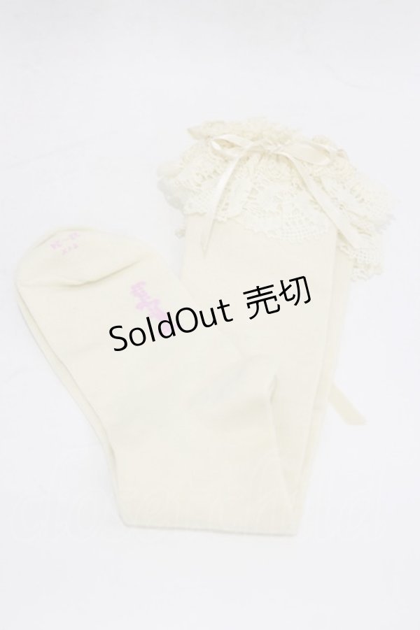 画像1: Angelic Pretty / トーションレースハイソックス  生成り H-26-01-08-012-AP-ZA-NS-ZH (1)