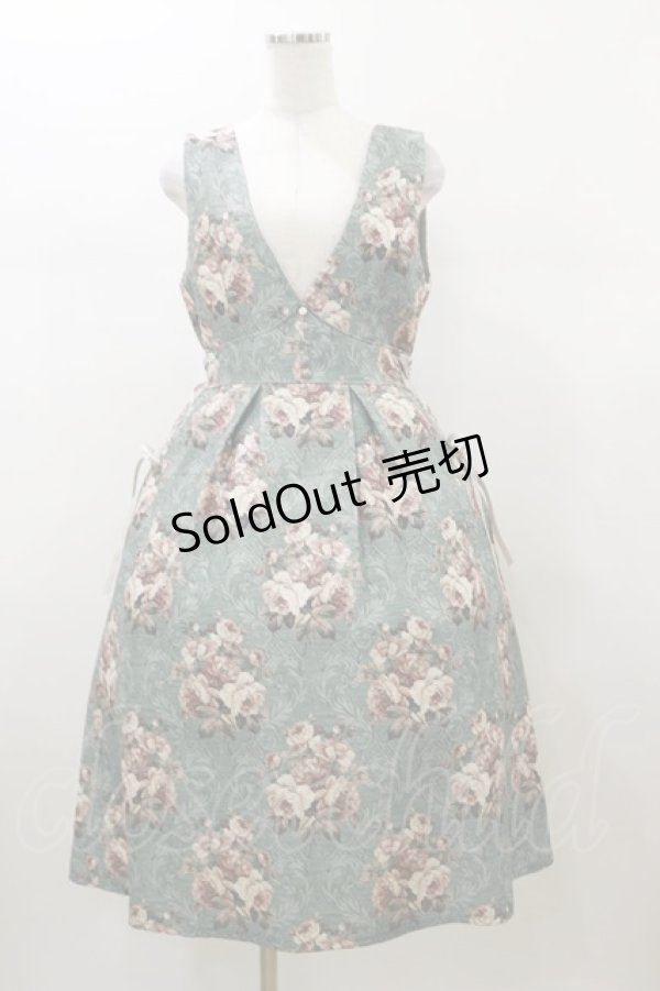 画像1: axes femme / クラシックローズ柄ジャンスカ Free グリーン H-26-01-08-075-AX-OP-NS-ZH (1)