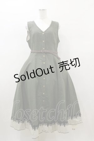 画像: Forest Song（海外ロリータブランド） / 灰緑の縦縞クラシカルジャンパースカート XL グリーン H-26-01-08-083-LO-OP-NS-ZH