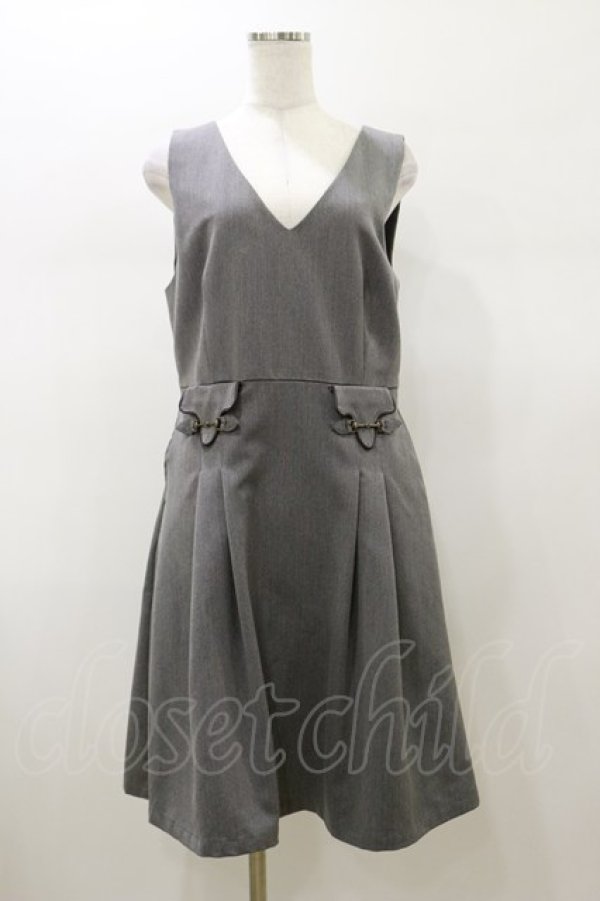 画像1: Fi.n.t / ビットフラップVネックジャンパースカート Free GRAY H-26-01-08-084-CA-OP-NS-ZH (1)