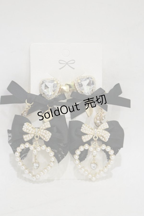 画像1: LIZ LISA / ビジュー6コセットクリップ  ブラック H-26-01-08-016-LO-AC-NS-ZH (1)