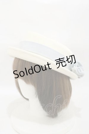 画像: Hoshibako Works / ラッピングリボン ベルベットリボンウール帽子  オフ/サックス H-26-01-08-017-LO-AC-NS-ZH