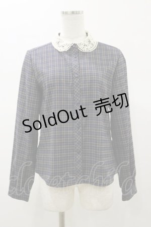 画像: Fi.n.t / レース衿チェックシャツ Free NAVY×BR H-26-01-08-037-CA-BL-NS-ZH