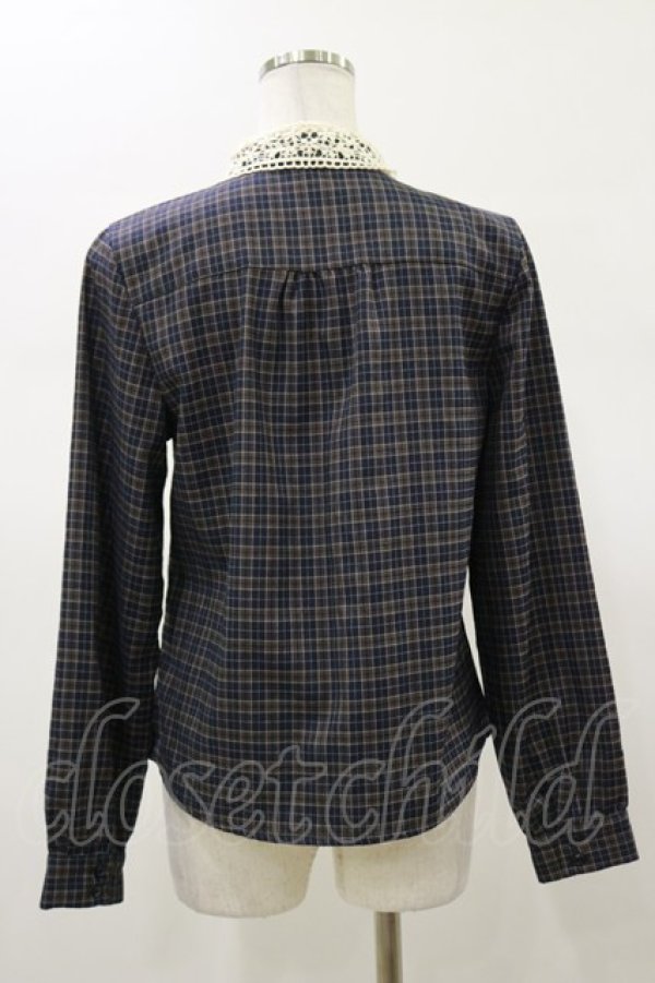 画像2: Fi.n.t / レース衿チェックシャツ Free NAVY×BR H-26-01-08-037-CA-BL-NS-ZH (2)