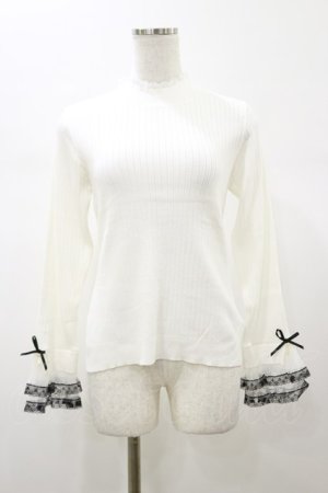 画像: axes femme / リボン×チュールレースニット Free 白 H-26-01-08-044-AX-TO-NS-ZH