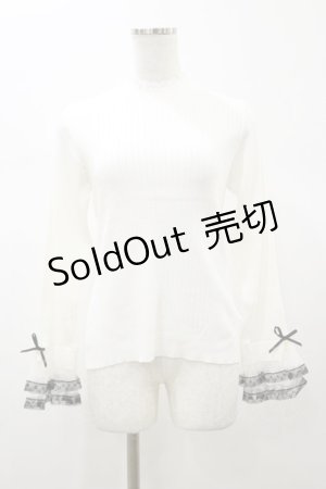 画像: axes femme / リボン×チュールレースニット Free 白 H-26-01-08-044-AX-TO-NS-ZH