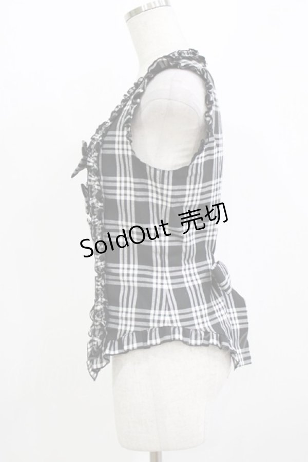 画像2: PEACE NOW / チェックリボンフリルビスチェ  ブラック H-26-01-09-1032-PU-TO-KB-ZH (2)