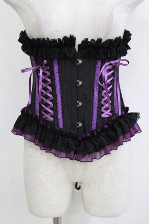 画像: MR corset / レースアップフリルコルセット  ブラック×パープル H-26-01-09-1034-PU-ZA-KB-ZH