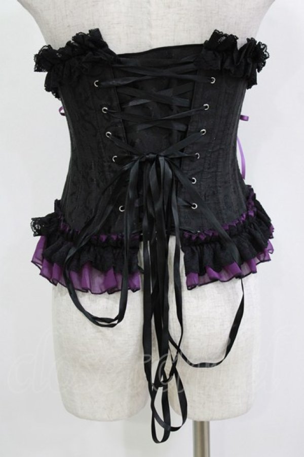 画像3: MR corset / レースアップフリルコルセット  ブラック×パープル H-26-01-09-1034-PU-ZA-KB-ZH (3)