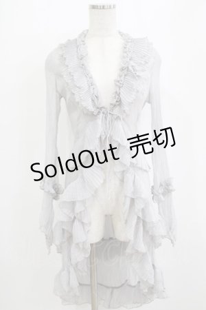 画像: Ozz oneste / プリーツフリルワッシャーカーデ  グレー H-26-01-09-1035-OO-TO-KB-ZH