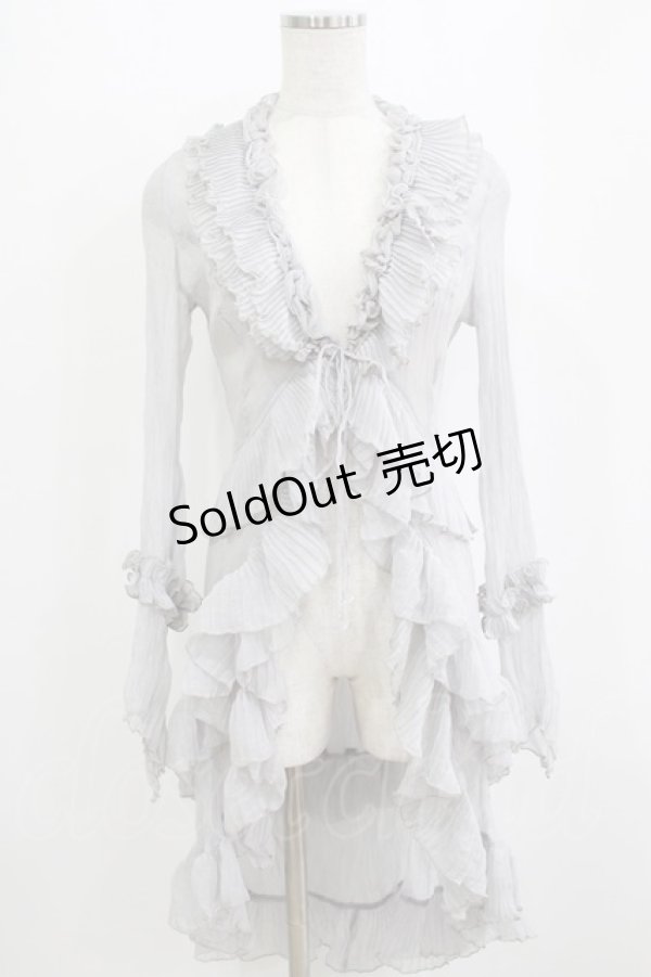 画像1: Ozz oneste / プリーツフリルワッシャーカーデ  グレー H-26-01-09-1035-OO-TO-KB-ZH (1)