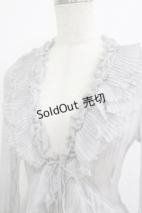 画像4: Ozz oneste / プリーツフリルワッシャーカーデ  グレー H-26-01-09-1035-OO-TO-KB-ZH (4)