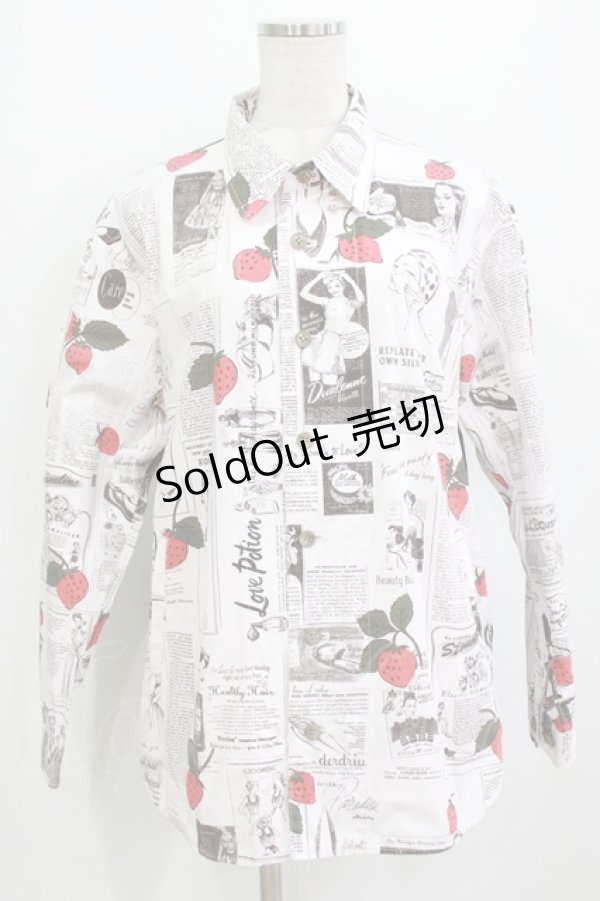 画像1: MILKBOY / STRAWBERRY NEWS SHIRTS  ピンク H-26-01-09-1036-MB-BL-KB-ZH (1)