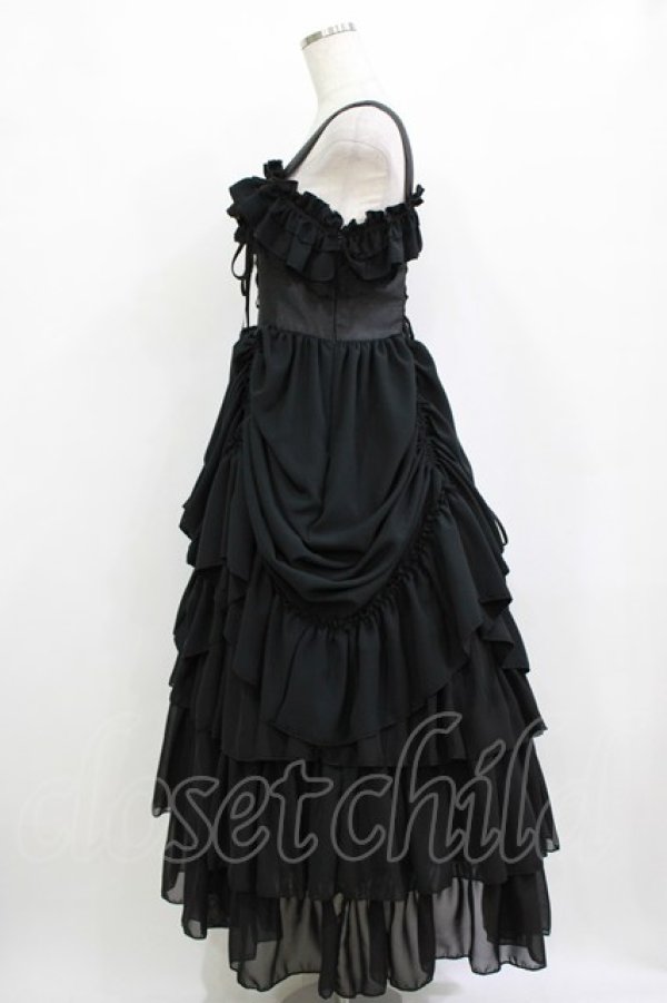 画像2: ATELIER PIERROT / ロングバッスルジャンパースカート  ブラック H-26-01-09-1004-EL-OP-KB-ZH (2)