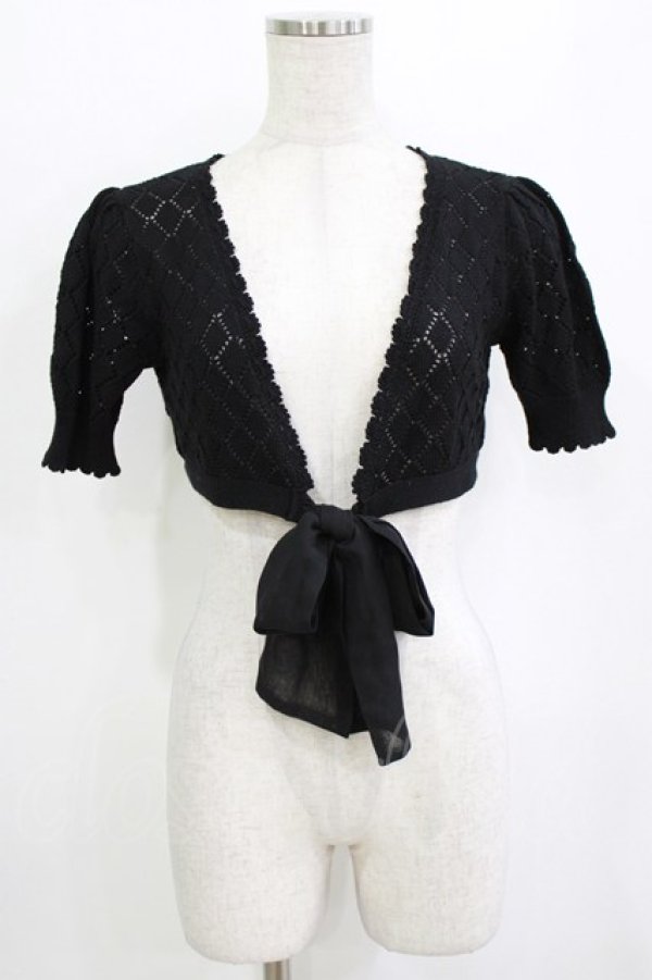 画像1: Emily Temple cute / ダイヤ透かし編みボレロ  クロ H-26-01-09-1040-ET-TO-KB-ZH (1)
