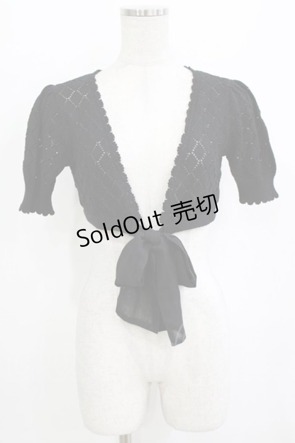 画像1: Emily Temple cute / ダイヤ透かし編みボレロ  クロ H-26-01-09-1040-ET-TO-KB-ZH (1)