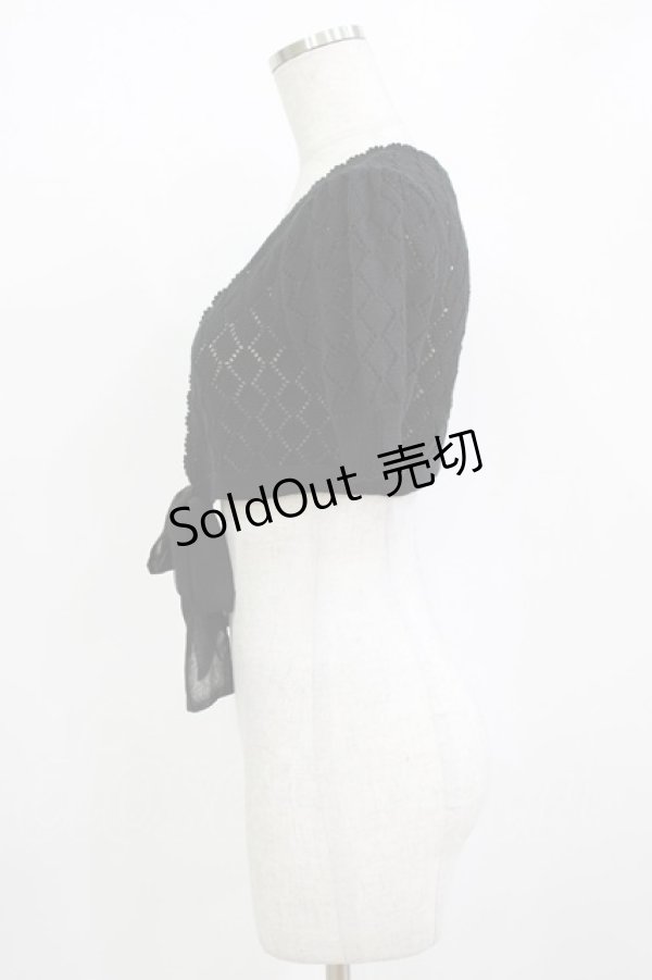 画像2: Emily Temple cute / ダイヤ透かし編みボレロ  クロ H-26-01-09-1040-ET-TO-KB-ZH (2)