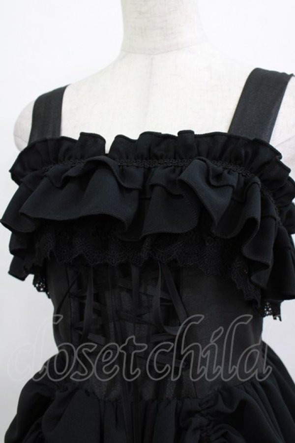 画像4: ATELIER PIERROT / ロングバッスルジャンパースカート  ブラック H-26-01-09-1004-EL-OP-KB-ZH (4)