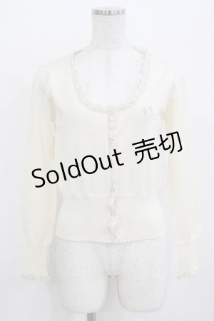 画像: Emily Temple cute / リボン刺繍ニットカーディガン  オフシロ H-26-01-09-1042-ET-TO-KB-ZH