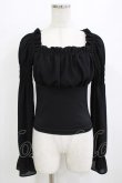 画像1: Moi-meme-Moitie / ジョーゼットギャザーカットソー  ブラック H-26-01-09-1047-MO-BL-KB-ZH (1)