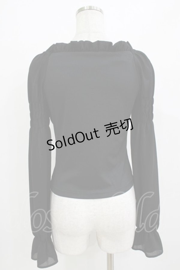 画像3: Moi-meme-Moitie / ジョーゼットギャザーカットソー  ブラック H-26-01-09-1047-MO-BL-KB-ZH (3)