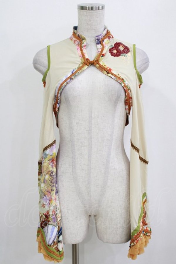 画像1: Ozz oneste / 椿刺繍ショートボレロ  生成 H-26-01-09-1052-OO-TO-KB-ZH (1)
