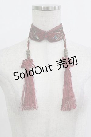 画像: Ozz oneste / チャイナ襟チョーカー  エンジ H-26-01-09-1055-OO-AC-KB-ZH