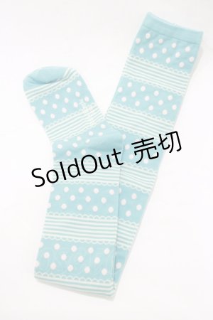 画像: Emily Temple cute / ドットボーダーオーバーニーソックス  サックス H-26-01-09-1058-ET-ZA-KB-ZH