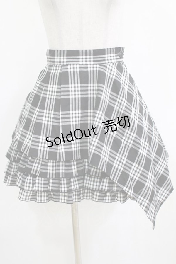 画像1: PEACE NOW / チェックアシメフリルスカート  ブラック H-26-01-09-1011-PU-SK-KB-ZH (1)