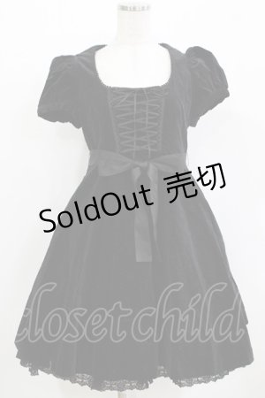 画像: BPN / レースアップ別珍ワンピース  ブラック H-26-01-09-1002-GO-OP-KB-ZH