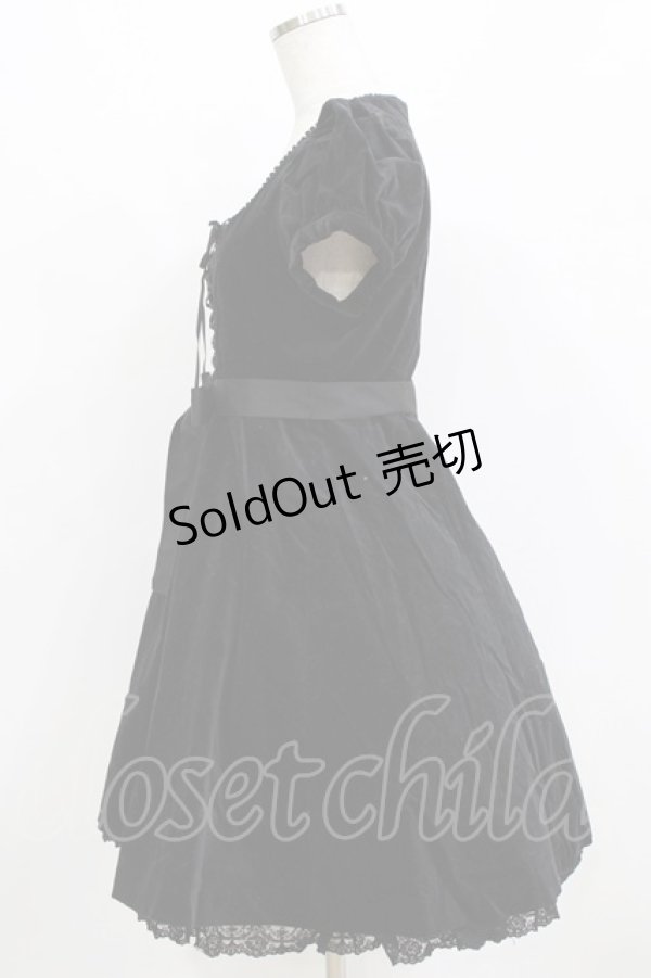 画像2: BPN / レースアップ別珍ワンピース  ブラック H-26-01-09-1002-GO-OP-KB-ZH (2)