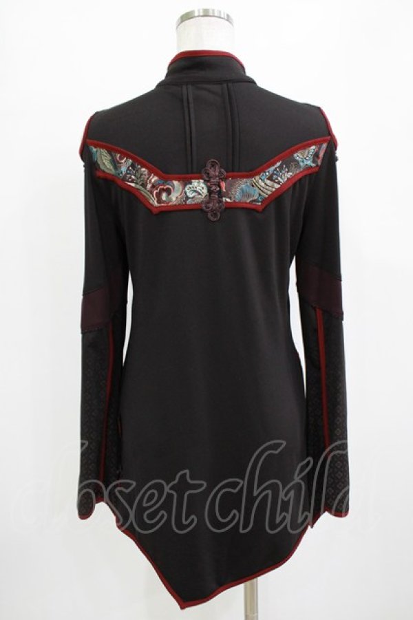 画像3: Ozz oneste / チャイナボタンアシメロングカットソー  ブラック H-26-01-09-1017-OO-TO-KB-ZH (3)