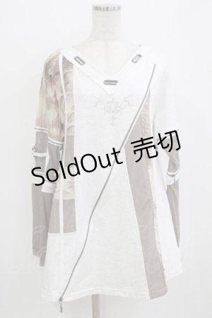 画像: Ozz conte / アシメデザインZIPワンピース  ライトグレー H-26-01-09-1019-OO-OP-KB-ZH