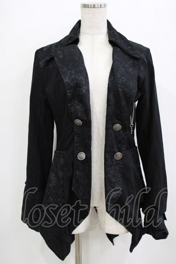 画像1: h.naoto Blood / プリント切替ジャケット  ブラック H-26-01-09-1021-HN-JA-KB-ZH (1)