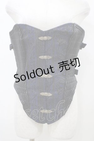 画像: alice auaa / ジャガード切替コルセット  ブラック×ネイビー H-26-01-10-005-AA-ZA-KB-ZH