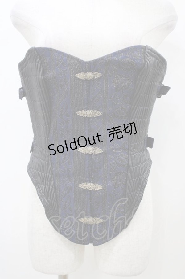 画像1: alice auaa / ジャガード切替コルセット  ブラック×ネイビー H-26-01-10-005-AA-ZA-KB-ZH (1)