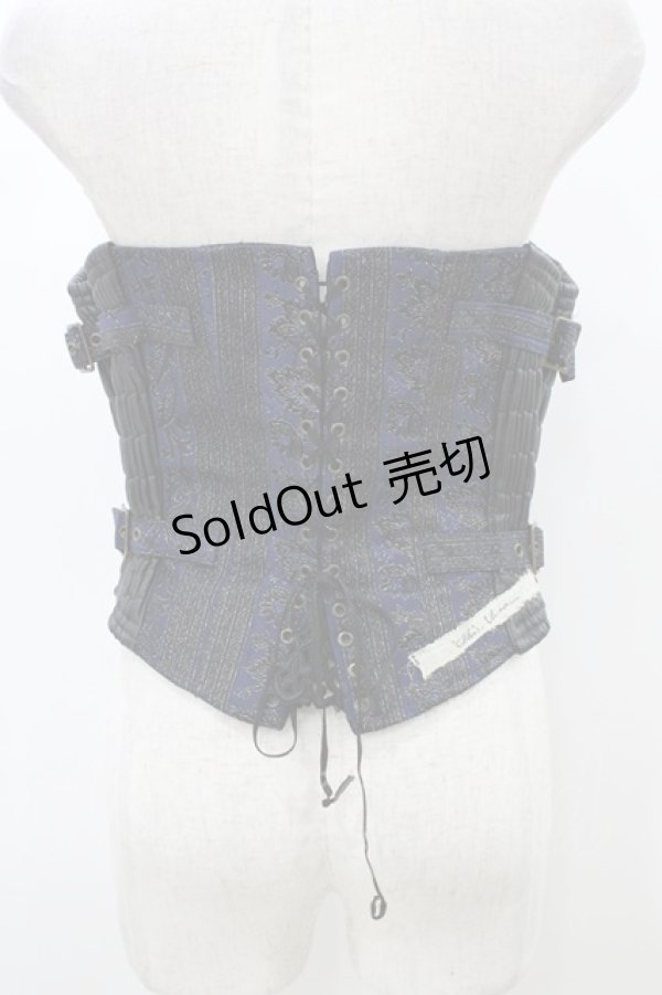 画像2: alice auaa / ジャガード切替コルセット  ブラック×ネイビー H-26-01-10-005-AA-ZA-KB-ZH (2)