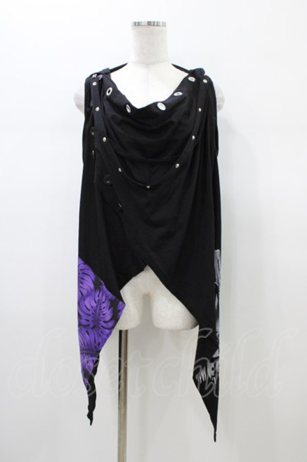 画像1: SEX POT ReVeNGe / フード付カットソージレ  ブラック H-26-01-10-044-SP-TO-KB-ZH (1)