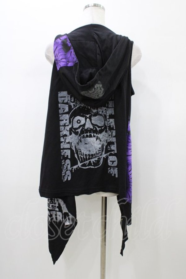 画像2: SEX POT ReVeNGe / フード付カットソージレ  ブラック H-26-01-10-044-SP-TO-KB-ZH (2)