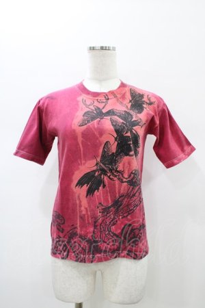 画像: DARK RED  RUM / ダメージプリントTシャツ  赤 H-26-01-10-045-HN-TO-KB-ZH
