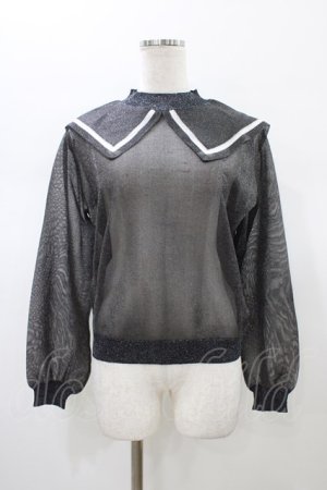 画像: Candy Stripper / SEETHROUGH SAILOR KNIT  ブラック H-26-01-10-047-PU-TO-KB-ZH